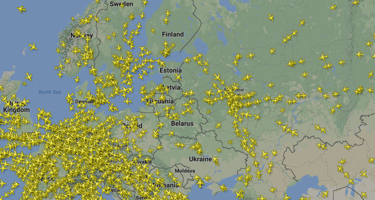 Радар самолетов онлайн - полеты самолетов в реальном времени от flightradar24
